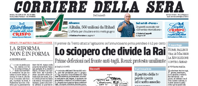 Le prime pagine di lunedì 2 giugno 2014