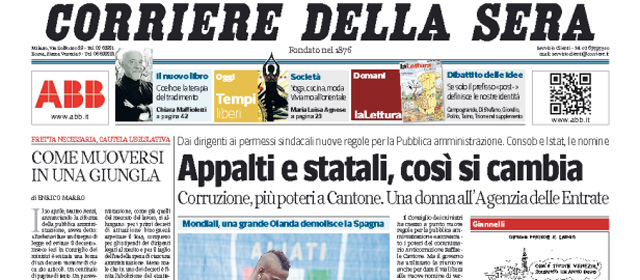 Le prime pagine di sabato 14 giugno 2014