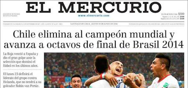 Le prime pagine dei giornali cileni, esaltate