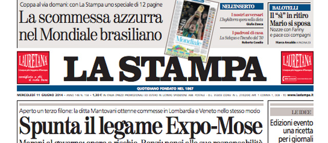 Le prime pagine di mercoledì 11 giugno 2014