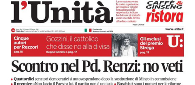 Le prime pagine di venerdì 13 giugno 2014