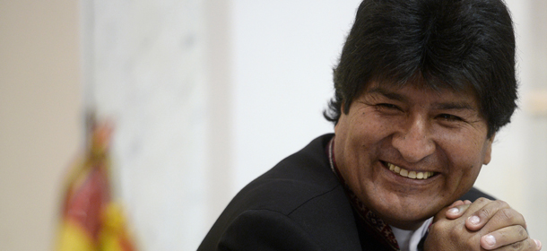 Bolivia's President Evo Morales reacts during a meeting in his hotel in downtown Rome on September 5, 2013, following a meeting with Italian President. Bolivian President Morales will meet Pope Francis at the Vatican on September 6. AFP PHOTO / FILIPPO MONTEFORTE (Photo credit should read FILIPPO MONTEFORTE/AFP/Getty Images)