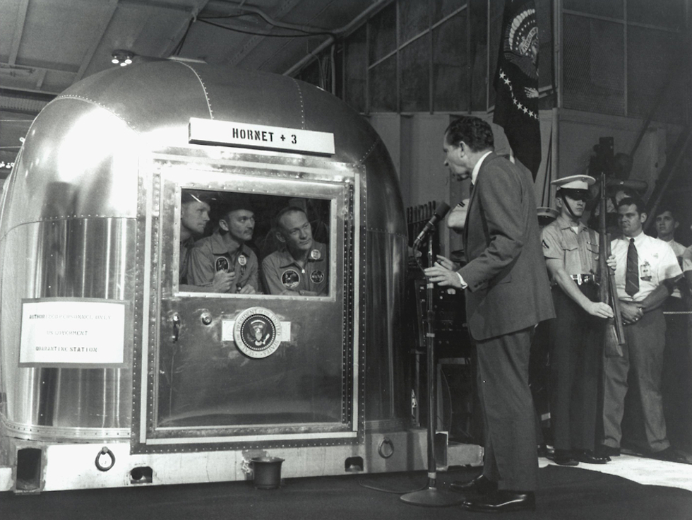 Nixon e gli astronauti dell'Apollo 11