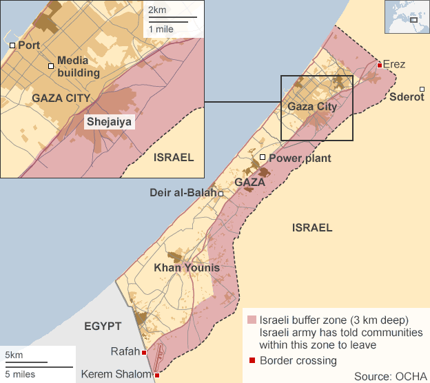 Mappa Gaza BBC