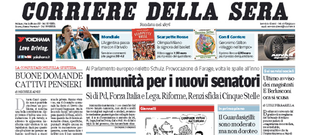 Le prime pagine di mercoledì 2 luglio 2014