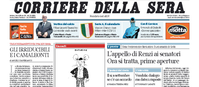 Le prime pagine di martedì 29 luglio 2014