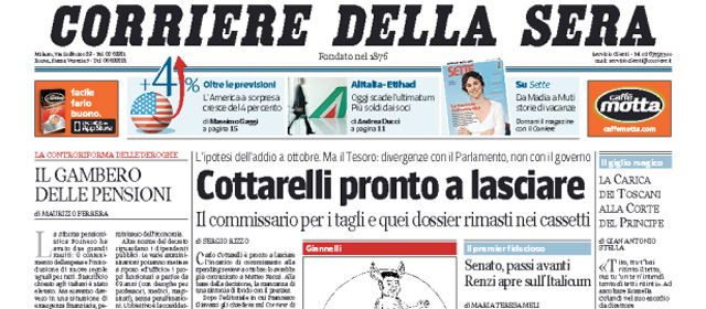 Le prime pagine di giovedì 31 luglio 2014