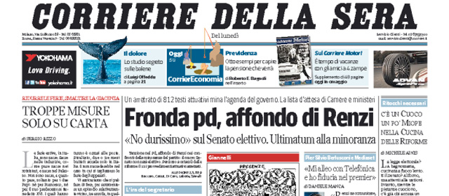 Le prime pagine di lunedì 7 luglio 2014