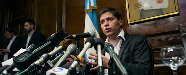 Axel Kicillof, Argentina's economy minister, addresses member of the news media after a negotiation session Wednesday July 30, 2014, in New York. Argentina officials and U.S. bondholders met for the first time in hopes of preventing an Argentine default. (AP Photo/Craig Ruttle)