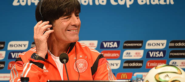 Germany's coach Joachim Loew gives a press conference at the Maracana Stadium in Rio de Janeiro on July 12, 2014, on the eve of the 2014 FIFA World Cup final football match Germany vs Argentina. AFP PHOTO / PATRIK STOLLARZ
