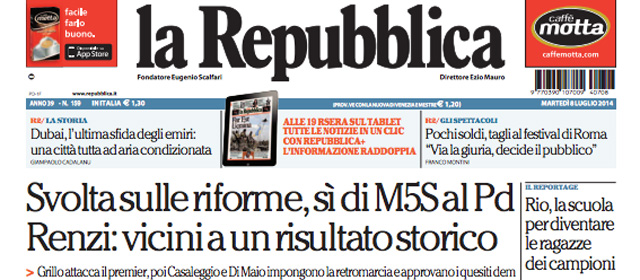 Le prime pagine di martedì 8 luglio 2014