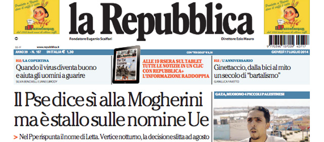 Le prime pagine di giovedì 17 luglio 2014