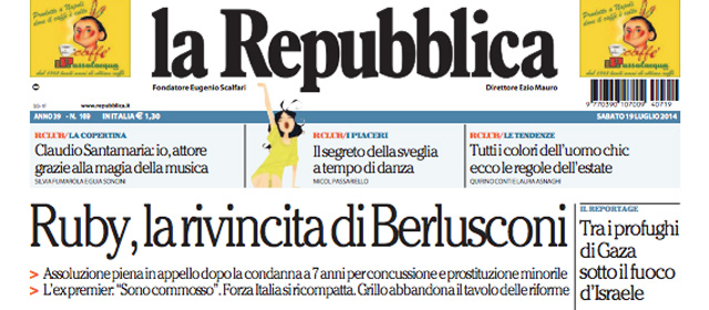 Le prime pagine di sabato 19 luglio 2014