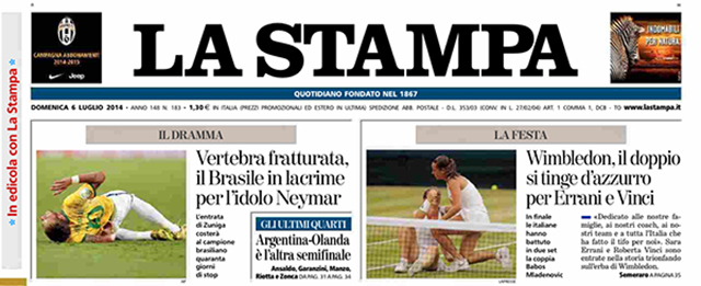 Le prime pagine di domenica 6 luglio 2014