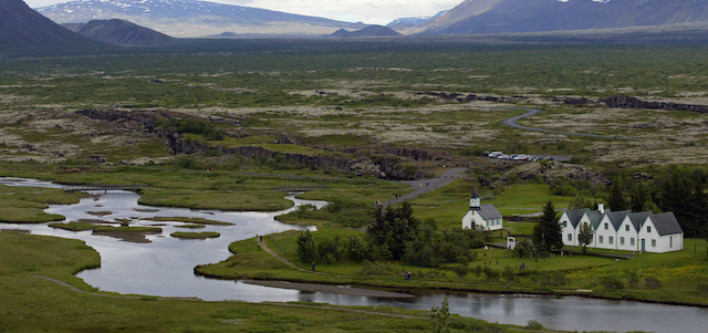 A photo taken July 2006 shows the church of Pingvellir, the site of the world's first parliament created 930 AD by the early Viking settlers in the now Thingvellir national park. 
AFP PHOTO MARCEL MOCHET (Photo credit should read MARCEL MOCHET/AFP/Getty Images)