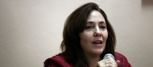 The director of the National Sexual Education Center of Cuba (Cenesex) and daughter of Cuban President Raul Castro, Mariela Castro, speaks during a meeting with civil society representatives and members of the LGBT community in Santo Domingo, Dominican Republic, on November 8, 2013. AFP PHOTO / Erika SANTELICES (Photo credit should read ERIKA SANTELICES/AFP/Getty Images)