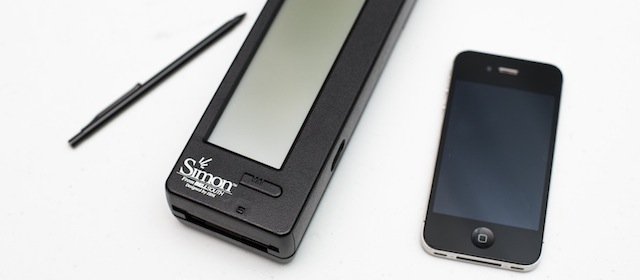LONDON, ENGLAND - AUGUST 15: An original IBM Simon Personal Communicator is placed next to an Apple iPhone 4s at the Science Museum on August 15, 2014 in London, England. Saturday, August 16 marks the 20th anniversary of the world's first smart phone, the IBM Simon, going on public sale. The device will be showcased as part of The Science Museum's Information Age exhibition, which opens on October 25th.(Photo by Rob Stothard/Getty Images)
