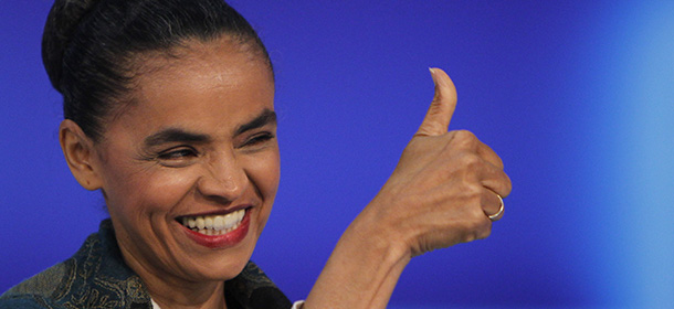 Marina Silva, presidential candidate for the Green Party, gestures as she arrives for a live TV presidential candidate debate in Rio de Janeiro, Brazil, Thursday Sept. 30, 2010. Brazil will hold general elections on Oct. 3. (AP Photo/Felipe Dana)