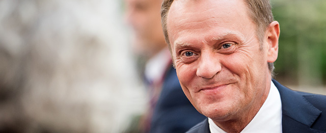 Poland's Prime Minister Donald Tusk arrives for an EU summit at the European Council building in Brussels, Wednesday, July 16, 2014. European Union leaders meet to nominate their candidates for the 28-nation bloc's two top jobs. (AP Photo/Geert Vanden Wijngaert)