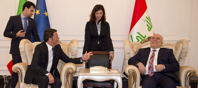 Matteo Renzi con il primo ministro incaricato iracheno Haider al-Abadi a Baghdad, 20 agosto 2014
(Palazzo Chigi)