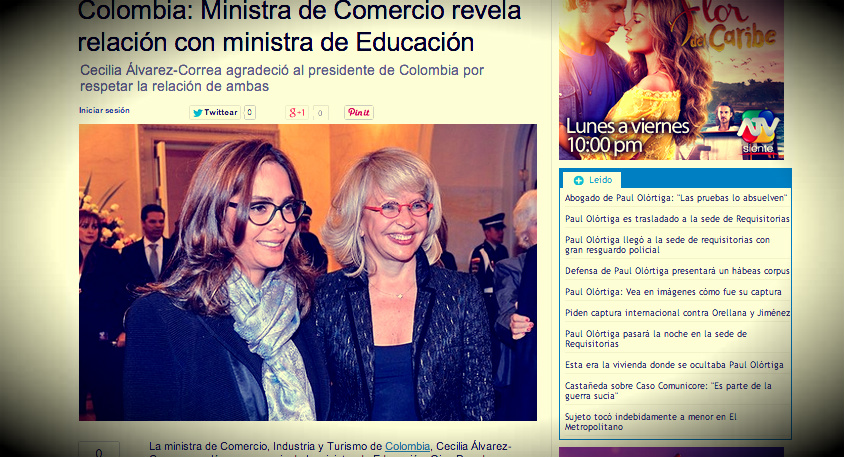La Ministra del Commercio colombiana ha annunciato di essere fidanzata con la Ministra dell’Istruzione colombiana