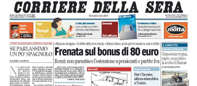 Le prime pagine di sabato 2 agosto 2014