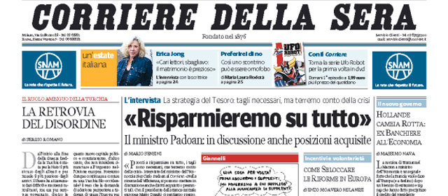 Le prime pagine di mercoledì 27 agosto 2014
