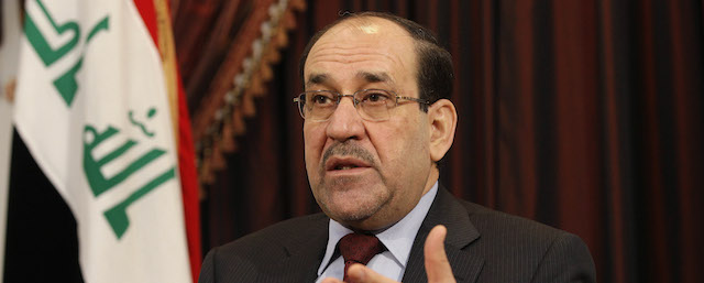 FILE - In this Saturday, Dec. 3, 2011 file photo, Iraq's Prime Minister Nouri al-Maliki speaks during an interview with The Associated Press in Baghdad, Iraq. Iraq's Nouri al-Maliki has given up his post as prime minister to Haider al-Abadi, state television reported Thursday, Aug. 14, 2014 — a move that could end a political deadlock that plunged Baghdad into uncertainty as the country fights a Sunni militant insurgency. (AP Photo/Hadi Mizban, File)