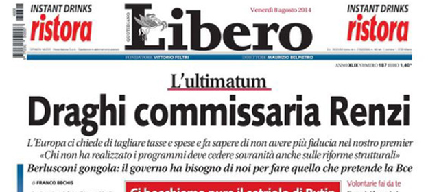 Le prime pagine di venerdì 8 agosto 2014