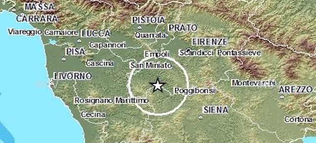 C’è stata una scossa di terremoto di magnitudo 3.4 vicino Castelfiorentino, in provincia di Firenze