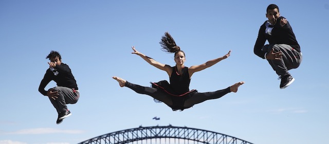 Alcuni ballerini durante una prova del Red Bull Flying Bach a Sydney, in Australia, 9 settembre 2014 (Ryan Pierse/Getty Images)