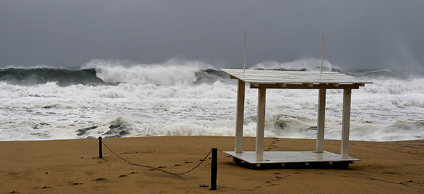 View of waves in San Jose del Cabo, Baja California State, Mexico, on September 14, 2014. Hurricane Odile swirled menacingly toward Mexico's Los Cabos resorts on Sunday, leading authorities to evacuate high-risk areas and open shelters as the powerful storm threatened to thrash the Pacific coast. AFP PHOTO/RONALDO SCHEMIDT (Photo credit should read RONALDO SCHEMIDT/AFP/Getty Images)