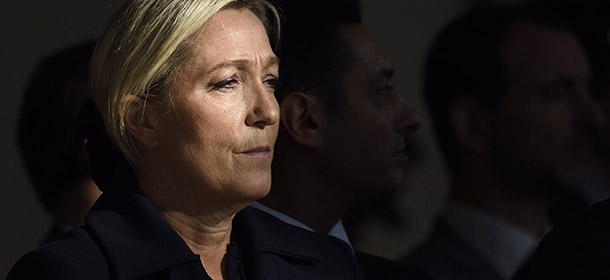 French far-right Front National party's president Marine le Pen attends on Septembre 25, 2014 a ceremony, paying tribute to harkis, Algerians who fought as auxiliaries in the French army during the Algerian war of independence, in Paris. AFP PHOTO / ERIC FEFERBERG (Photo credit should read ERIC FEFERBERG/AFP/Getty Images)