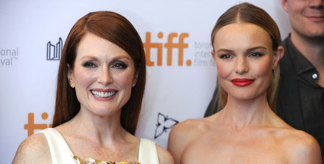Julianne Moore, left, and Kate Bosworth attend the premiere for "Still Alice" on day 5 of the Toronto International Film Festival at the Winter Garden Theatre on Monday, Sept. 8, 2014, in Toronto. (Photo by Chris Pizzello/Invision/AP)