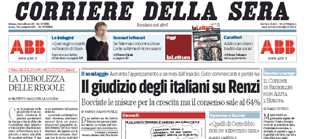 Le prime pagine di domenica 7 settembre 2014