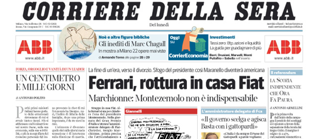 Le prime pagine di lunedì 8 settembre 2014