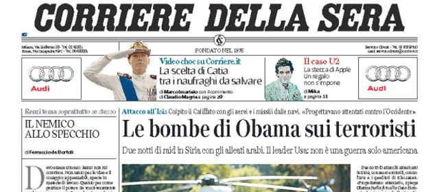 Le prime pagine di mercoledì 24 settembre 2014
