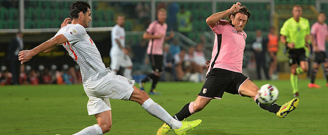 during the Serie A match between US Citta di Palermo and FC Internazionale Milano at Stadio Renzo Barbera on September 21, 2014 in Palermo, Italy.