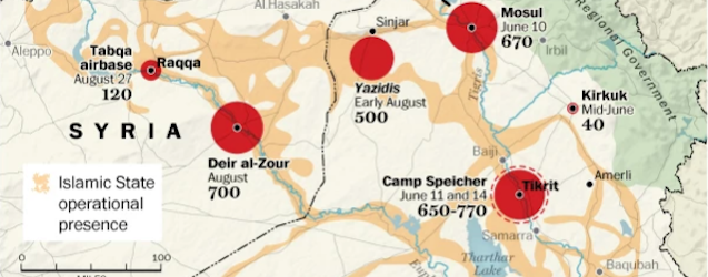 La mappa dei massacri dell’IS in Iraq e in Siria