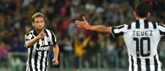 Il centrocampista della Juventus Claudio Marchisio festeggia dopo aver segnato (Valerio Pennicino/Getty Images)
