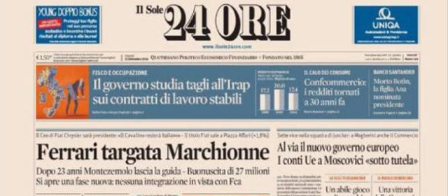 Le prime pagine di giovedì 11 settembre 2014