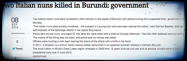 Tre suore italiane uccise in Burundi