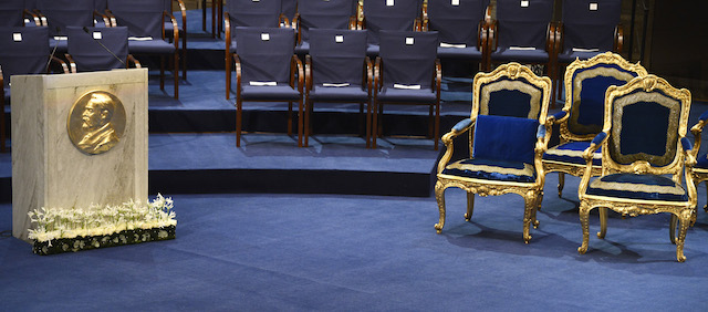 attends the Nobel Prize Awards Ceremony on December 10, 2013 in Stockholm, Sweden.