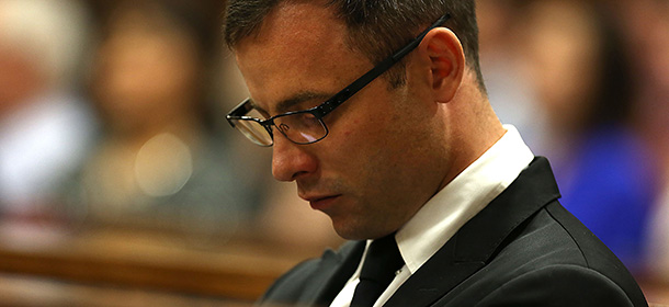 BY COURT ORDER, THIS IMAGE IS FREE TO USE. PRETORIA, SOUTH AFRICA - OCTOBER 16 (SOUTH AFRICA OUT): Oscar Pistorius during his sentencing hearing in the Pretoria High Court for sentencing in his murder trial on October 16, 2014, in Pretoria, South Africa. Judge Thokozile Masipa found Pistorius not guilty of murdering his girlfriend Reeva Steenkamp, but convicted him of culpable homicide. Sentencing continues today. (Photo by Alon Skuy/The Times/Gallo Images/Getty Images)