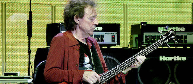 Jack Bruce on bass from the legendary rock band Cream performs on the final night of the band's three-night engagement at Madison Square Garden in New York on, Wednesday, Oct. 26, 2005. The last time that the band played in the US was in November of 1968. (AP Photo/Robert E. Klein)