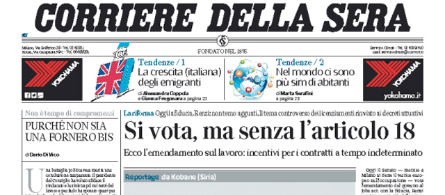 Le prime pagine di mercoledì 8 ottobre 2014