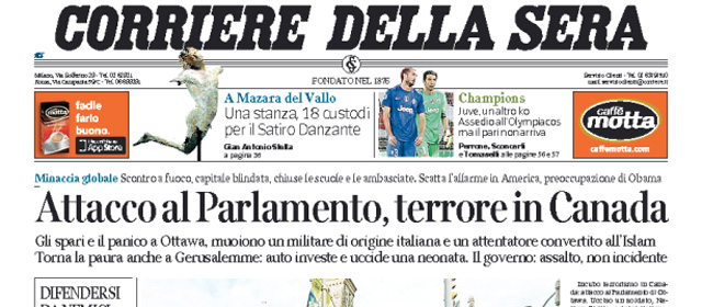 Le prime pagine di giovedì 23 ottobre 2014