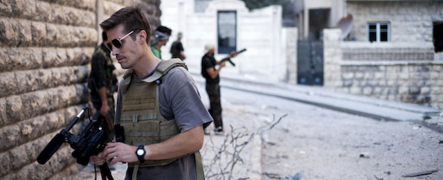 This photo posted on the website freejamesfoley.org shows journalist James Foley in Aleppo, Syria, in September, 2012. The family of an American journalist says he went missing in Syria more than one month ago while covering the civil war there. A statement released online Wednesday by the family of James Foley said he was kidnapped in northwest Syria by unknown gunmen on Thanksgiving day. (AP Photo/Manu Brabo, freejamesfoley.org) NO SALES