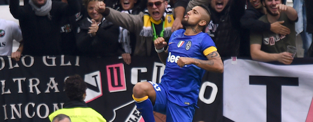TURIN, ITALY - OCTOBER 26: Arturo Vidal of Juventus celebrates after scoring the opening goal during the Serie A match between Juventus FC and US Citta di Palermo at Juventus Arena on October 26, 2014 in Turin, Italy. (Photo by Tullio M. Puglia/Getty Images)