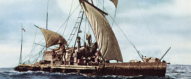 Il Kon-Tiki in una cartolina del 1947 (Nasjonalbiblioteket/National Library of Norway)